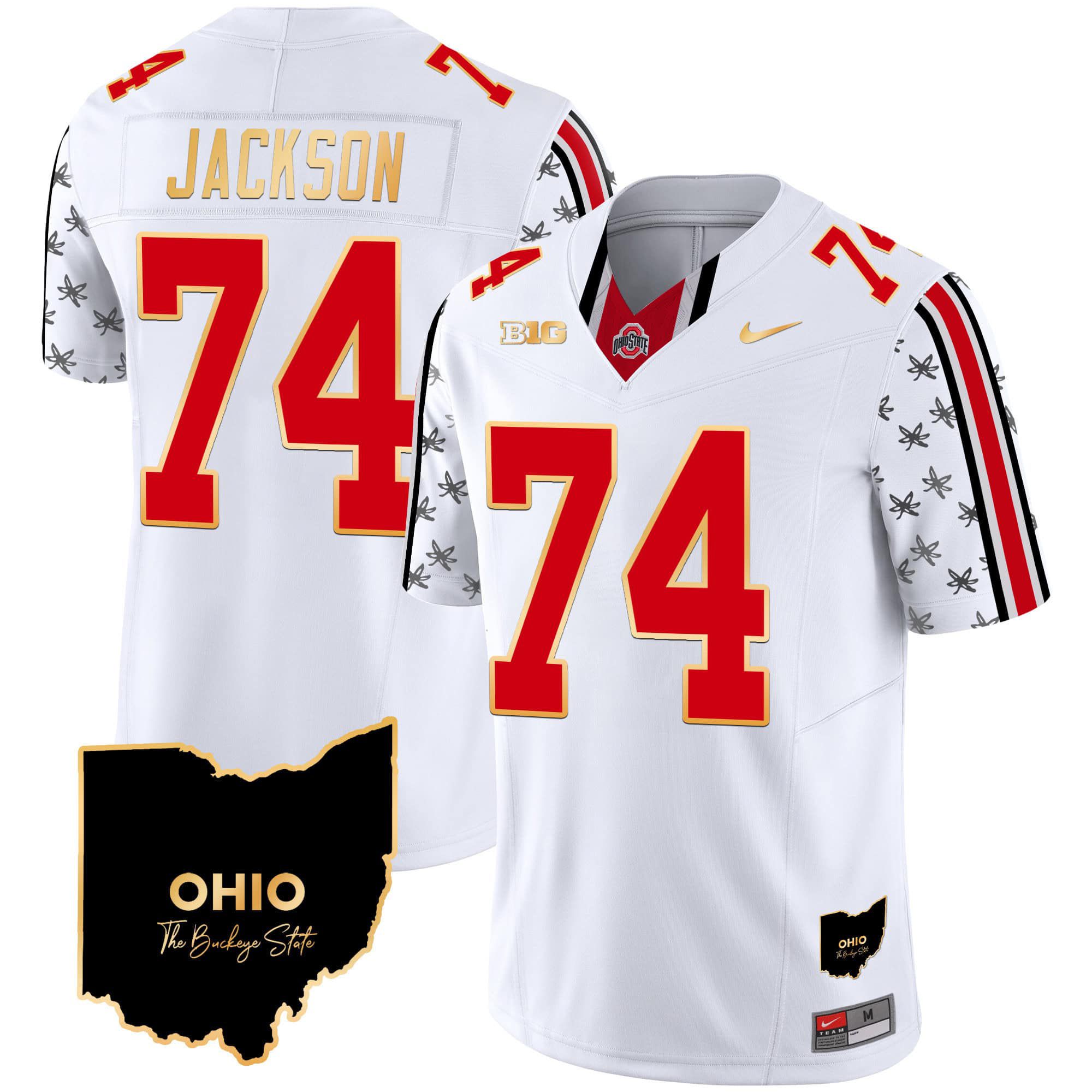Men Ohio State Buckeyes #74 Jackson White 2024 Nike Home Patch Gold Trim Vapor Limited NCAA Jersey->indianapolis colts->NFL Jersey